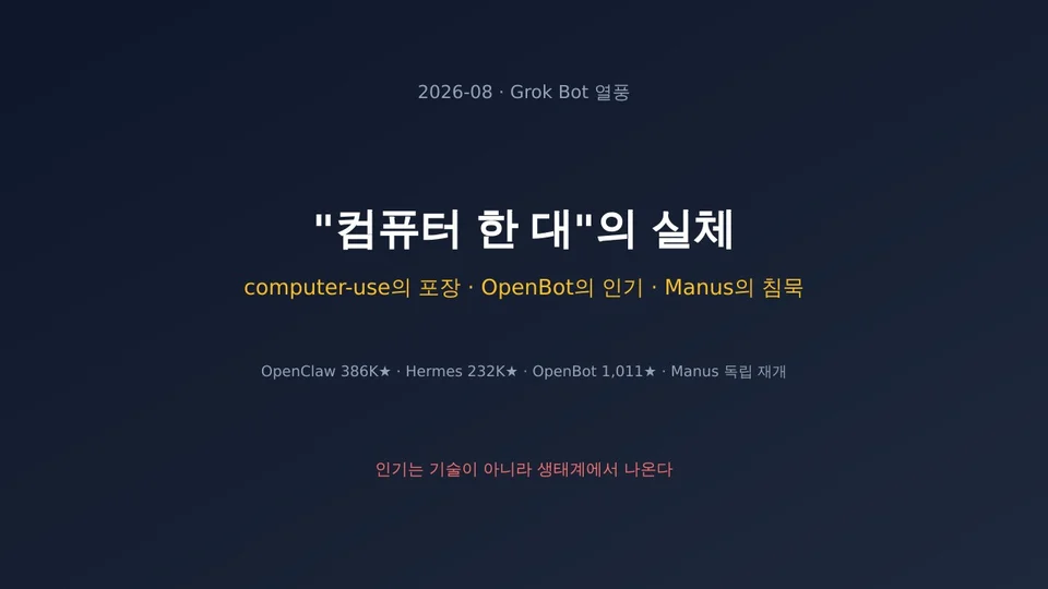 Grok Bot 열풍의 실체 — computer-use의 포장, OpenBot의 인기, Manus의 침묵 대표 이미지